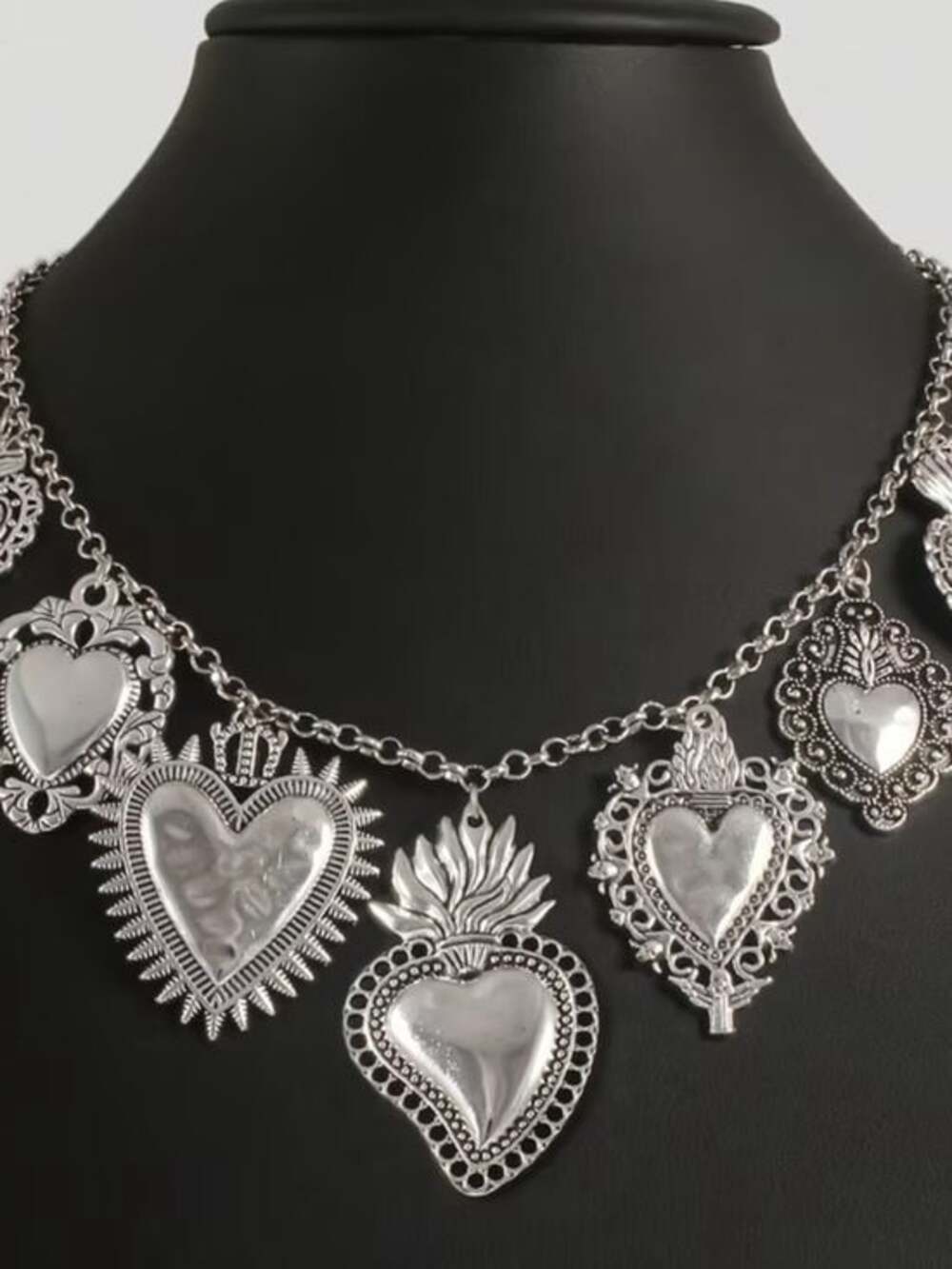 Silver Heart Charm Necklace - Women Jewelry - Picture 4 of 4